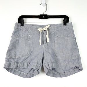 North Face Wander Free shorts navy & white stripe linen/cotton hiking shorts, 8